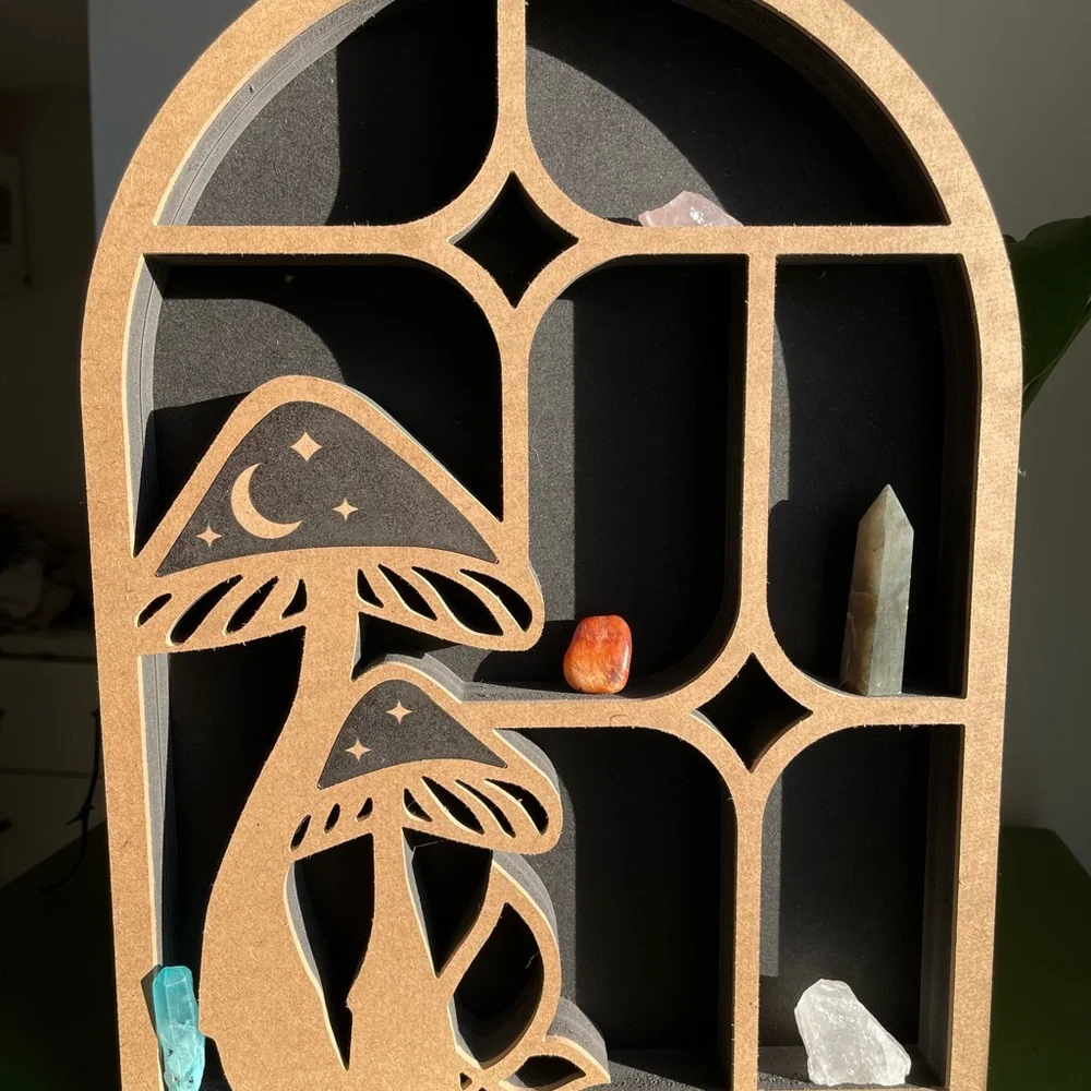 Mushroom Design Wall Shelf - Brown